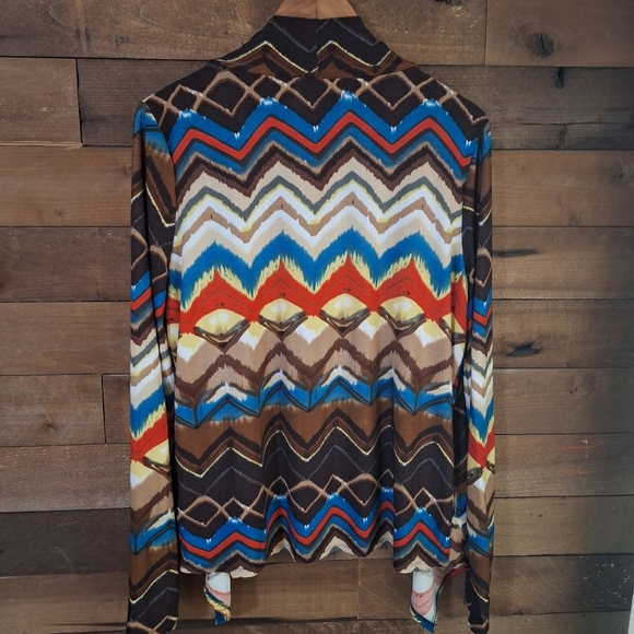 BCBGMAXAZRIA Abstract Print Open front Cardigan SZ XL - Picture 8 of 9